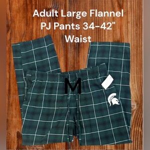 NWT Mens Michigan State Spartans Flannel Plaid Licensed Pajama Pants Size Large